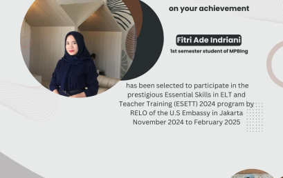 Congratulations to Fitri Ade Indriani for ESETT 2024 Achievement!